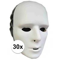 30x Witte grimeer maskers van plastic Wit