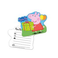 6x Peppa Pig themafeest uitnodingen/kaarten Multi