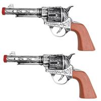 2x Western revolvers/pistolen zilver 22 cm Multi
