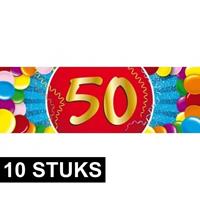 Shoppartners 10x 50 jaar sticker verjaardag/jubileum feest stickers Multi
