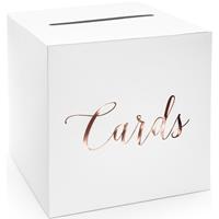 Bruiloft/huwelijk enveloppendoos wit/rosegoud Cards 24 cm Wit