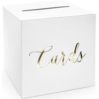 Bruiloft/huwelijk enveloppendoos wit/goud Cards 24 cm Wit