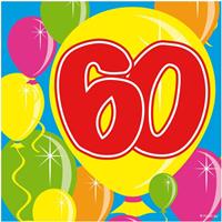Folat 60x 60 jaar leeftijd themafeest servetten Balloons 25 x 25 cm Multi
