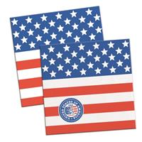 60x Amerikaanse vlag/USA themafeest servetten 25 x 25 cm Multi