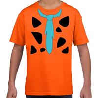 Shoppartners Fred holbewoner kostuum t-shirt oranje voor kinderen