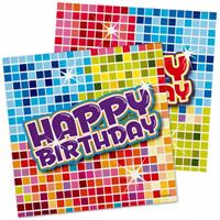 Folat 48x Happy birthday themafeest servetten 25 x 25 cm Multi