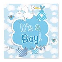 Folat 40x Geboorte jongen babyshower servetten blauw 25 x 25 cm papier Multi