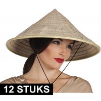 12x Aziatische hoeden verkleed accessoire Beige