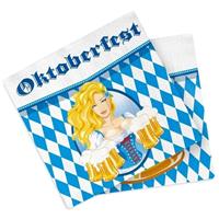 Oktoberfest - 40x Oktoberfest themafeest servetten blauw 33 x 33 cm papier Multi