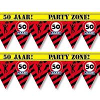 2x 50 jaar party tape/markeerlinten waarschuwing 12 m versiering Multi