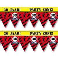 2x 30 jaar party tape/markeerlinten waarschuwing 12 m versiering Multi