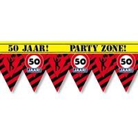 50 jaar party tape/markeerlint waarschuwing 12 m versiering Multi