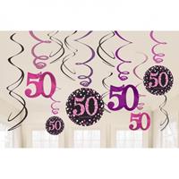 Amscan Hangdecoratie 50 jaar stijlvol roze-paars-zwart