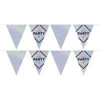 2x Vlaggenlijnen Lets party holografische feest slinger 10 meter Multi
