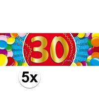 Shoppartners 5x 30 jaar leeftijd stickers 19 x 6 cm verjaardag versiering Multi