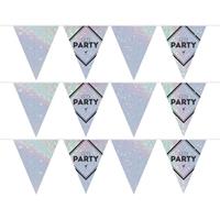 3x Vlaggenlijnen Lets party holografische feest slinger 10 meter Multi