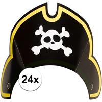 24x Piraten themafeest feesthoedjes kapitein Multi
