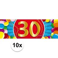 Shoppartners 10x 30 jaar leeftijd stickers 19 x 6 cm verjaardag versiering Multi