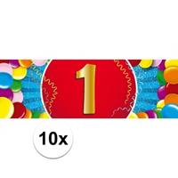 Shoppartners 10x 1 jaar leeftijd stickers 19 x 6 cm verjaardag versiering Multi