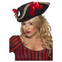 Smiffys Zwarte driesteek piraten verkleed hoed voor volwassenen