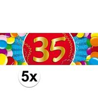 Shoppartners 5x 35 Jaar leeftijd stickers 19 x 6 cm verjaardag versiering Multi