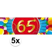 Shoppartners 5x 65 Jaar leeftijd stickers 19 x 6 cm verjaardag versiering Multi