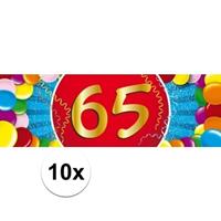 Shoppartners 10x 65 Jaar leeftijd stickers 19 x 6 cm verjaardag versiering Multi