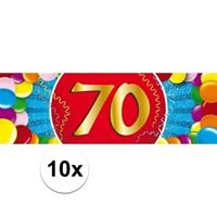 Shoppartners 10x 70 Jaar leeftijd stickers 19 x 6 cm verjaardag versiering Multi