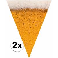 Oktoberfest - 2x Bier print vlaggenlijnen / slingers 6,4 meter Multi