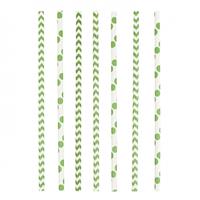 Amscan rietjes Dots & Waves 19,5 cm 24 stuks groen