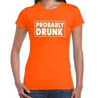 Bellatio Koningsdag t-shirt Probably drunk oranje voor dames
