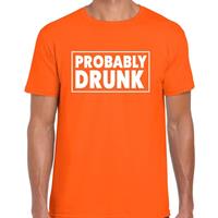 Bellatio Koningsdag t-shirt Probably drunk oranje voor heren