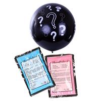 Bellatio Gender reveal ballon inclusief roze en blauw poeder 90 cm Zwart
