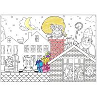 Shoppartners 18x Papieren school Sinterklaasfeest kleurplaat placemats Multi