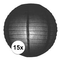Halloween - 15x Luxe bol lampionnen zwart 25 cm Zwart