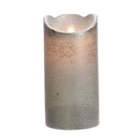 Zilveren nep kaars met led-licht 15 cm Zilver