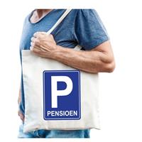 Bellatio Pensioen P parkeerbord cadeau tas beige voor heren