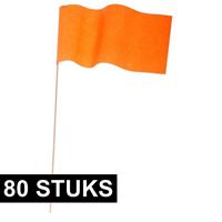 80x Oranje papieren zwaaivlaggetjes Oranje