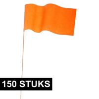 150x Oranje papieren zwaaivlaggetjes Oranje