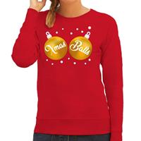 Shoppartners Foute kersttrui / sweater rood met Xmas Balls voor dames
