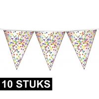 Haza 10x Confetti party thema vlaggenlijn 10 meter Multi