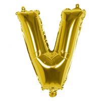 Boland folieballon letter V 36 cm goud