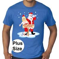 Bellatio Grote maten fout Kerst t-shirt best Christmas party blauw heren Blauw