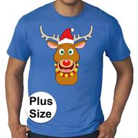 Bellatio Grote maten fout Kerst shirt Rudolf het rendier blauw heren Blauw
