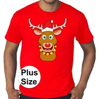Bellatio Grote maten fout Kerst shirt Rudolf het rendier rood heren Rood