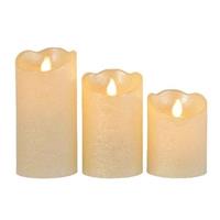 3x Parel witte nep kaarsen met led-lichtjes Wit