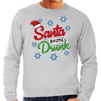 Bellatio Foute Kersttrui Santa is a little drunk grijs voor heren