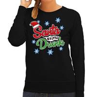 Bellatio Foute kersttrui / sweater Santa is a little drunk zwart dames Zwart
