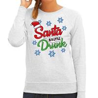 Bellatio Foute kersttrui / sweater Santa is a little drunk grijs dames Grijs