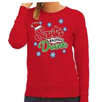 Bellatio Foute kersttrui / sweater Santa is a little drunk rood dames Rood
